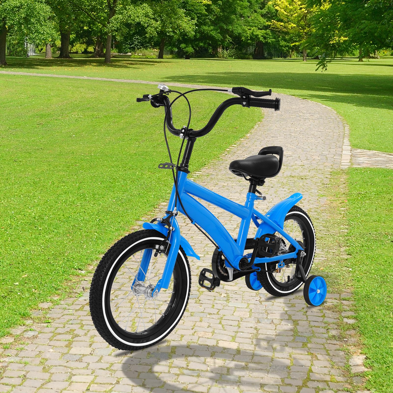 Bicicleta para niños, 14 pulgadas, bicicleta para niñas con una altura de 39,37 – 45,28 pulgadas, bicicleta infantil ajustable con ruedas estabilizadoras