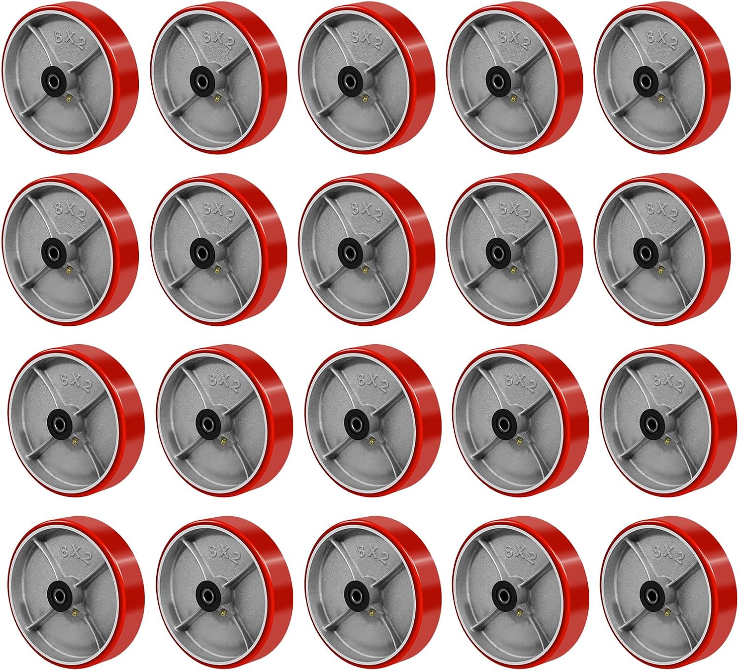 6" x 2" Heavy Duty Caster Wheels, 1/2" Bore Axle Polyurethane on Cast Iron Wheel, Set of 2 Replacement Industrial Caster Wheels for Cart Toolbox (2 Wheel)