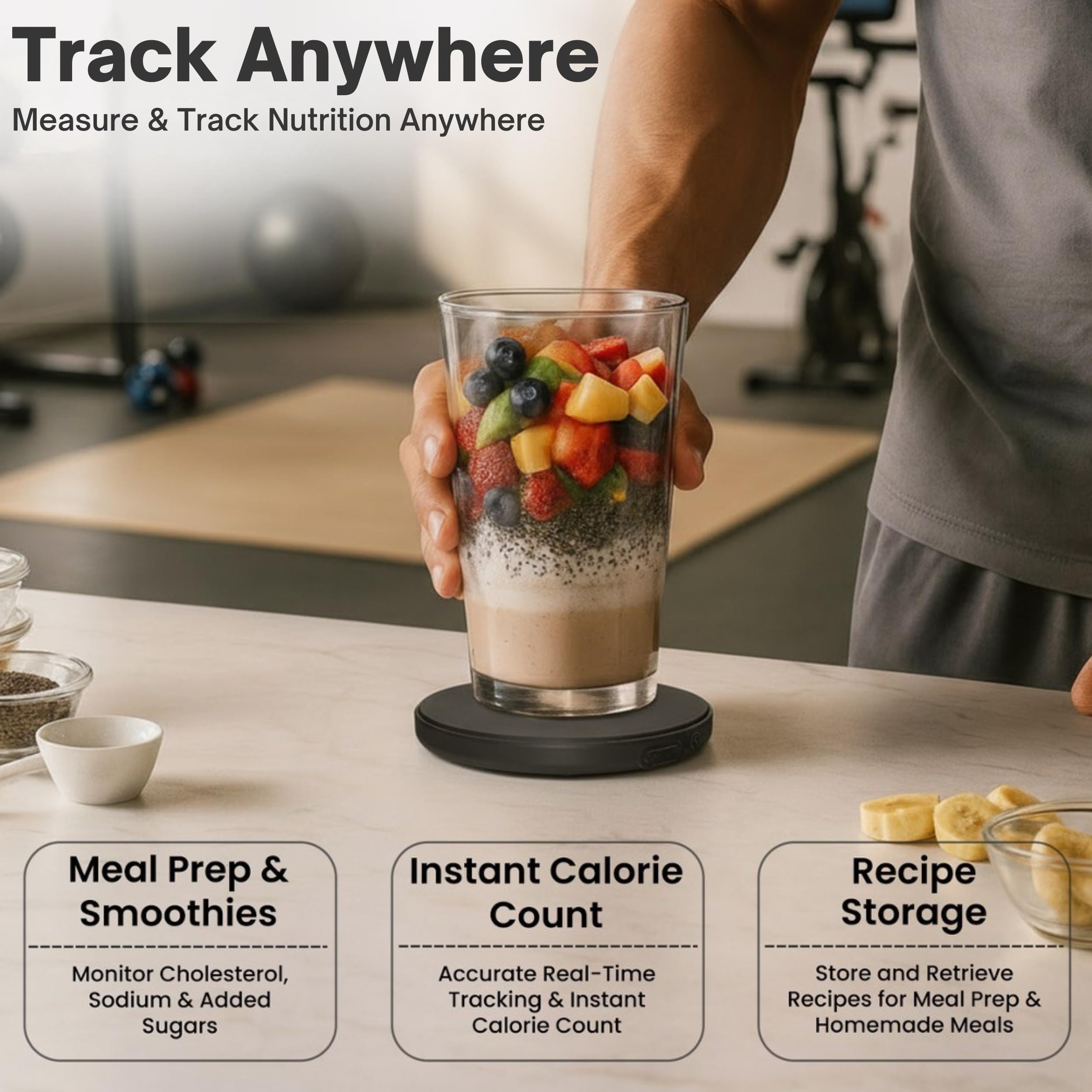Báscula de alimentos, portátil, recargable, tamaño de viaje. Calculadora inteligente de calorías para pérdida de peso, nutrición, diabetes, preparación de comidas, dieta. Báscula digital de