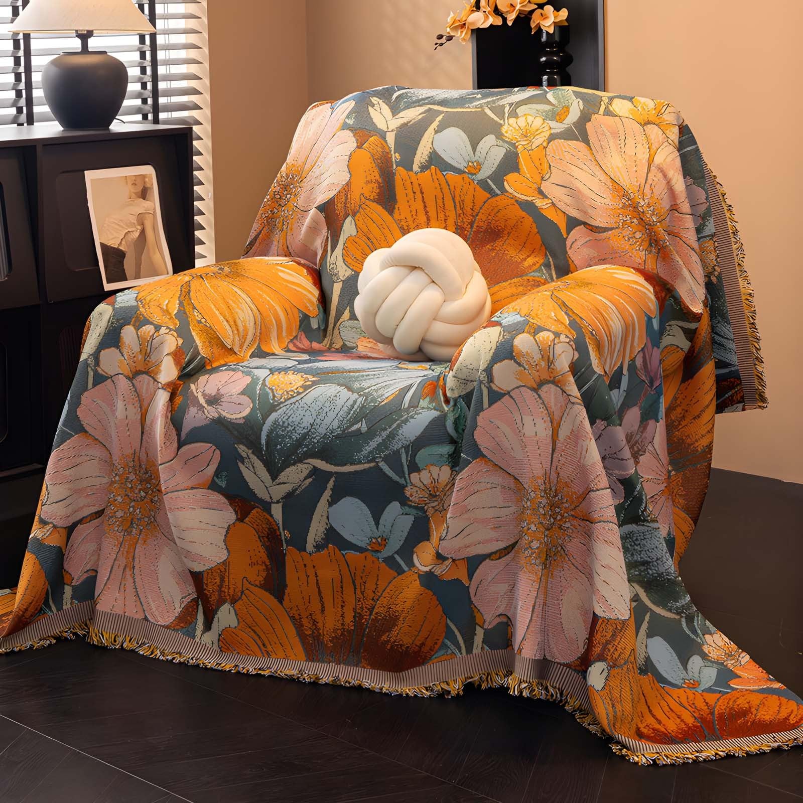 GAOCUNBING Sofa Throws, Large Woven Sofa Throw Blanket with Tassels, Soft Cozy Breathable Versatile Throws for Sofas Large Throws for Sofa Bed and Armchair G,180 * 360cm