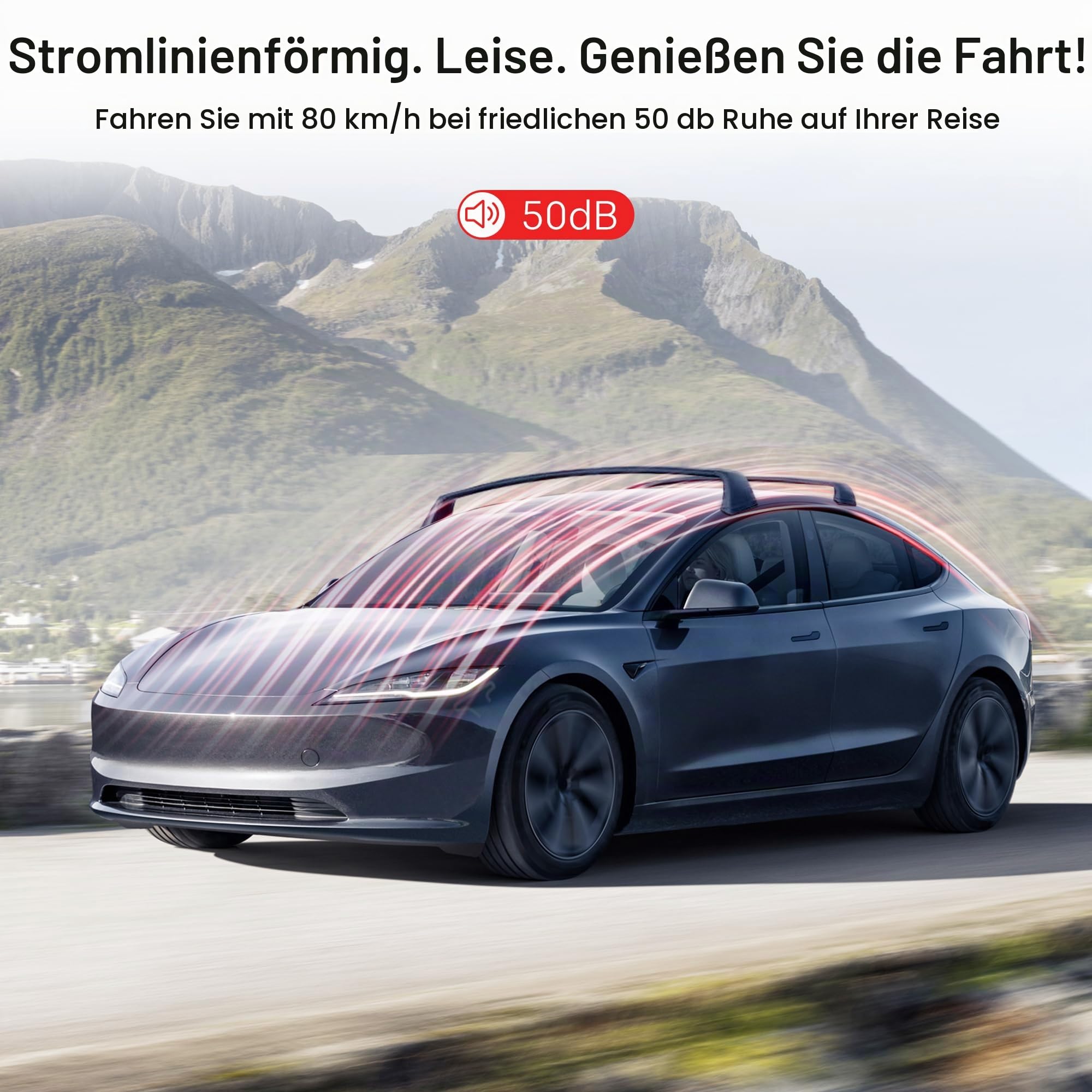 Dachgepäckträger Querträger für Tesla Model 2017-2024, Aluminium-Dachgepäckträger mit 220lbs, einfache Installation, geringe Windgeräusche, Anti-Diebstahl-Verriegelungssystem (Model Y)