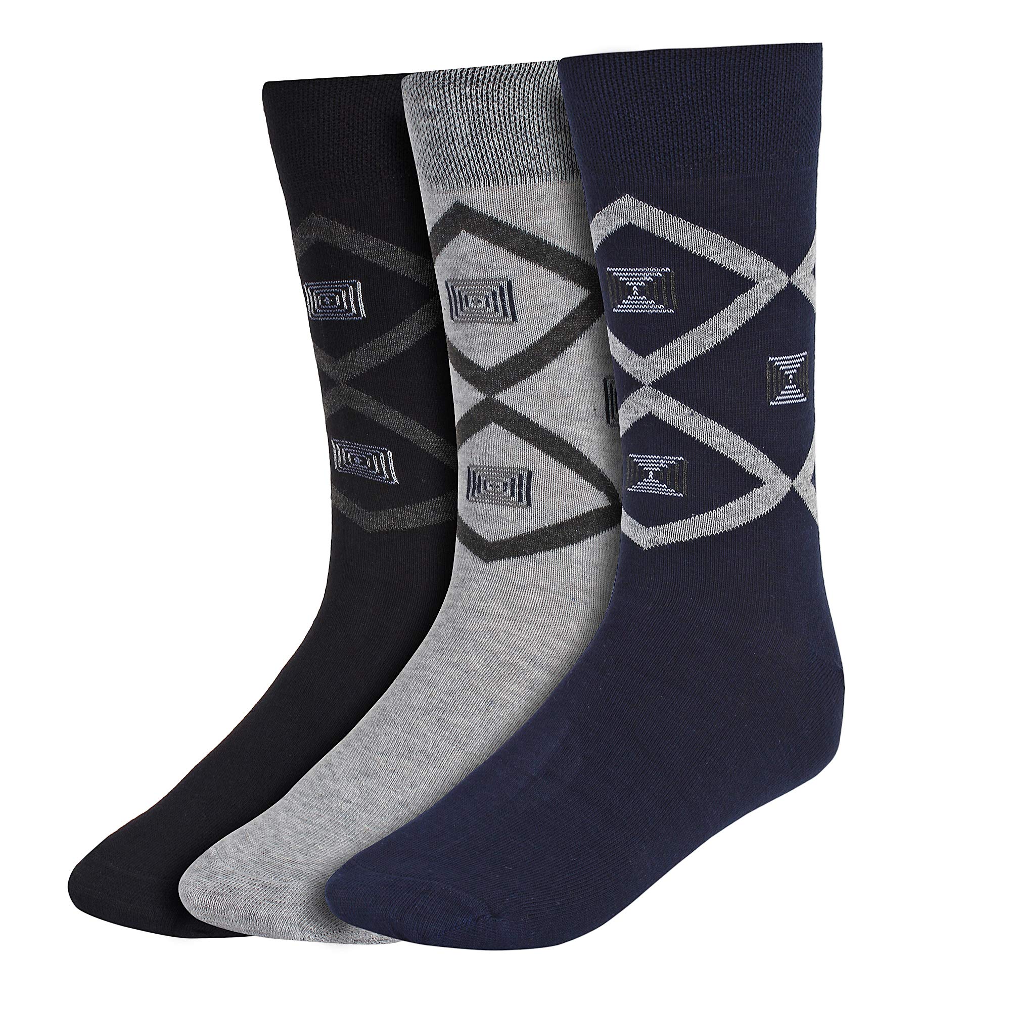 Men's Cotton Calf Socks (3 Set) (12.4_Multicoloured_Medium)