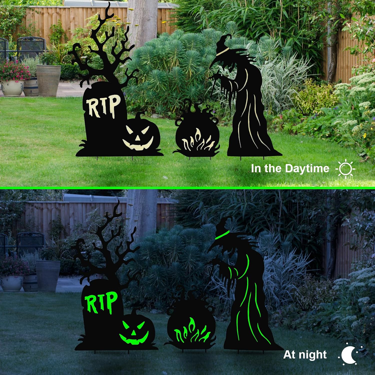  3 Pcs Halloween Witch Yard Signs Metal Stakes Outdoor Decoration thumbnail