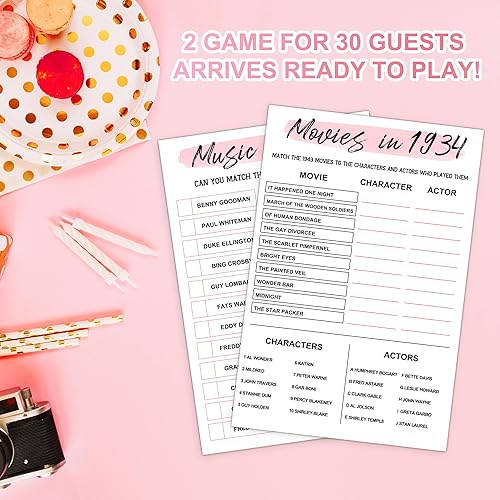 Miniatura 10 de Juegos de fiesta de cumpleaños número 40, juegos de fiesta de cumpleaños de 1984, juego de tarjetas de doble cara, incluye música de juegos de 1984,