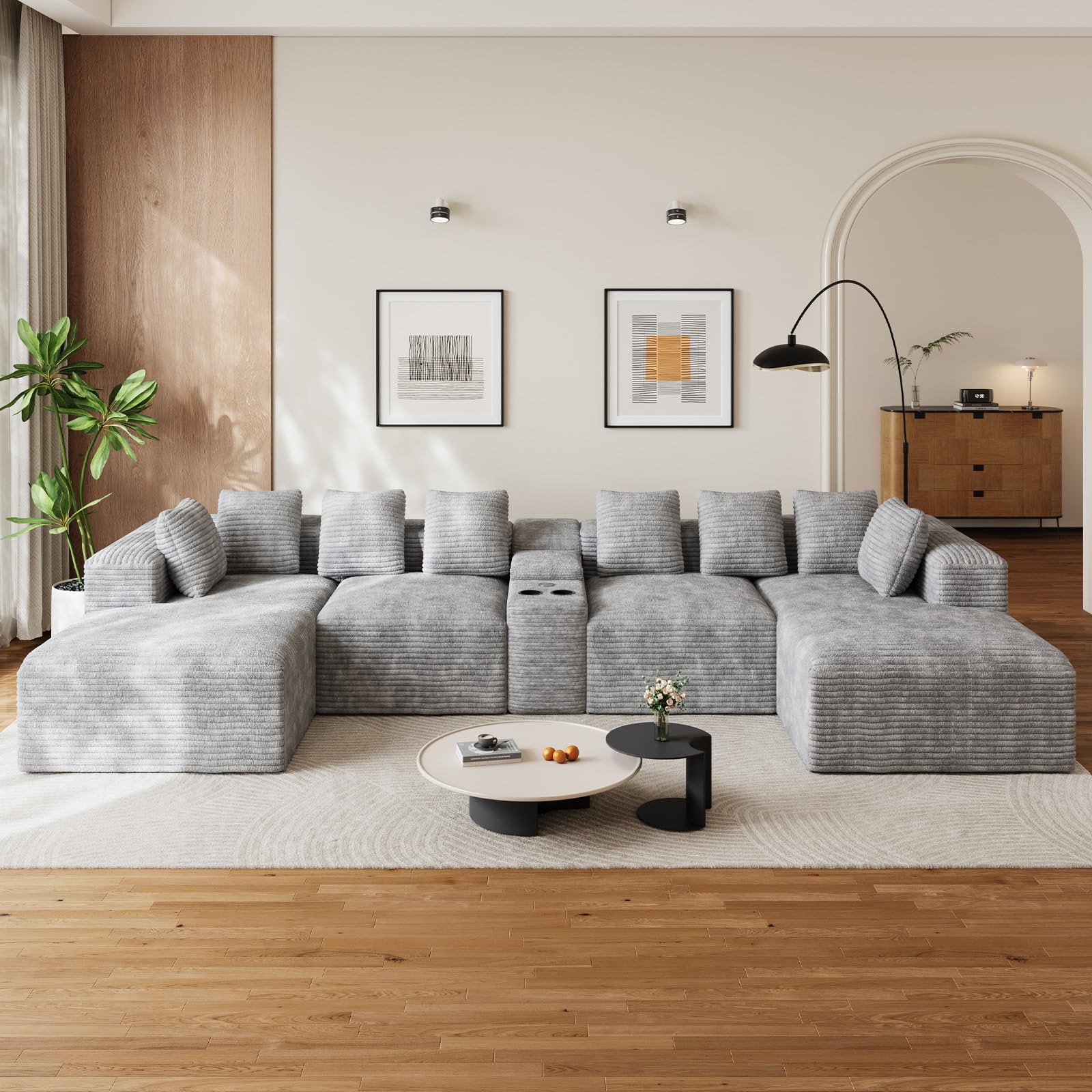 ONEMMLION 143 U Shaped Cloud Sectional Grey
