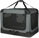 Amazon Basics 4-Doors Portable Soft-Sided Folding Travel Crate Kennel for cat, Dog, and Other Small Animals, Grey, S 66.04 cm x 45.72 cm x 45.72 cm