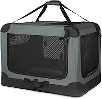 Vista 1 de Yaxa Basics Transportín de viaje plegable portátil de lados suaves de 4 puertas para gatos, perros y otros animales pequeños, gris, S 26" x 18" x