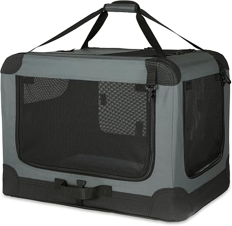 Amazon Basics Portable Folding Soft Dog Crate, 4-Doors, Collapsible Travel Kenne
