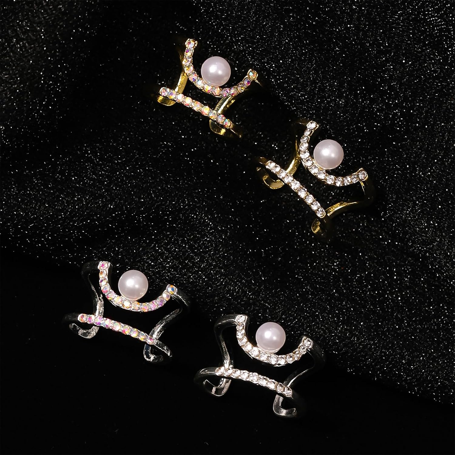Manicure Nail Rings for Women Decorative Finger Tip Rings with Zirconia Edgy Nail Art Charms Party Accessories image 5