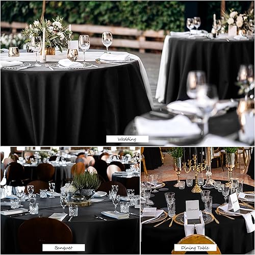 Miniatura 7 de joybest Paquete de 6 manteles redondos de poliéster de 90 pulgadas, resistentes a las manchas y a las arrugas, lavables, para bodas, fiestas,