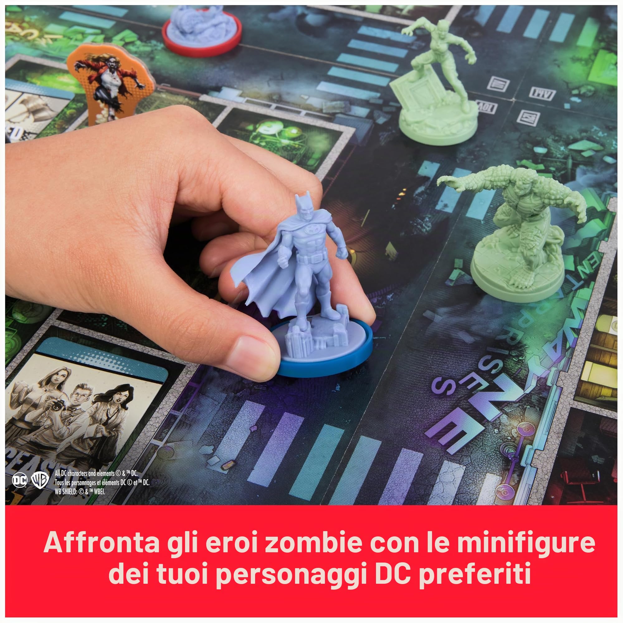 Spin Master Games, DCeased: Gotham City Outbreak, Gioco da tavolo di strategia della collezione Zombicide, con miniature DC Comics da collezione, 1-4 giocatori, dai 14 anni in su (versione inglese)