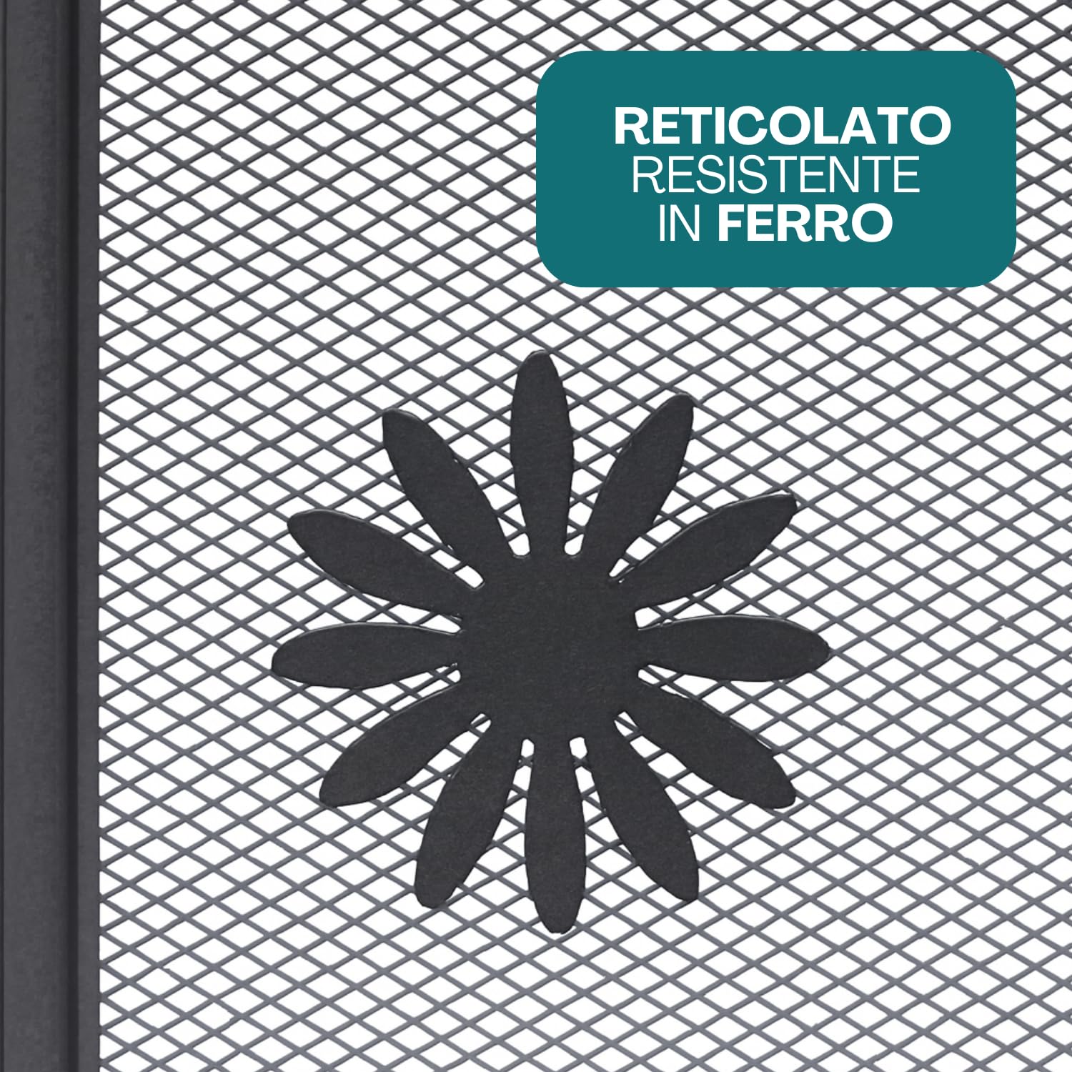 Virsus Parascintille con Ante, in ferro battuto con spessore 1,2 cm, misura 60x50 cm, di colore nero con sfumature, 3 Pannelli, schermo protezione da scintille per camini e stufe a legna