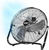 Comfort Zone 18-Inch High Velocity Industrial Floor Fan - Heavy-Duty 3-Speed Metal Shop Fan, 180° Tilt, Quiet Vibration-Free for Garage & Workshop