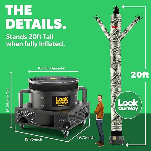 Miniatura 10 de LookOurWay Air Dancers Wacky Waving - Juego de tubo inflable de 20 pies de alto para bailarín con soplador de bailarín de cielo - temática de circo