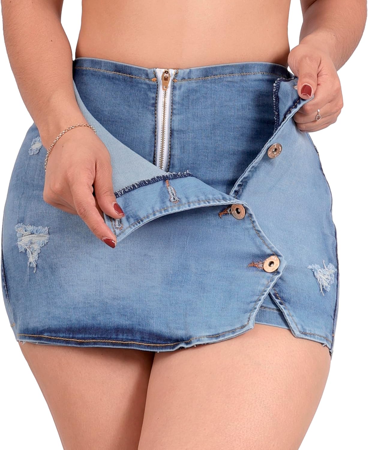 Women's Mini Denim Skirts Sexy Short Jean Skirt Irregular with Pockets