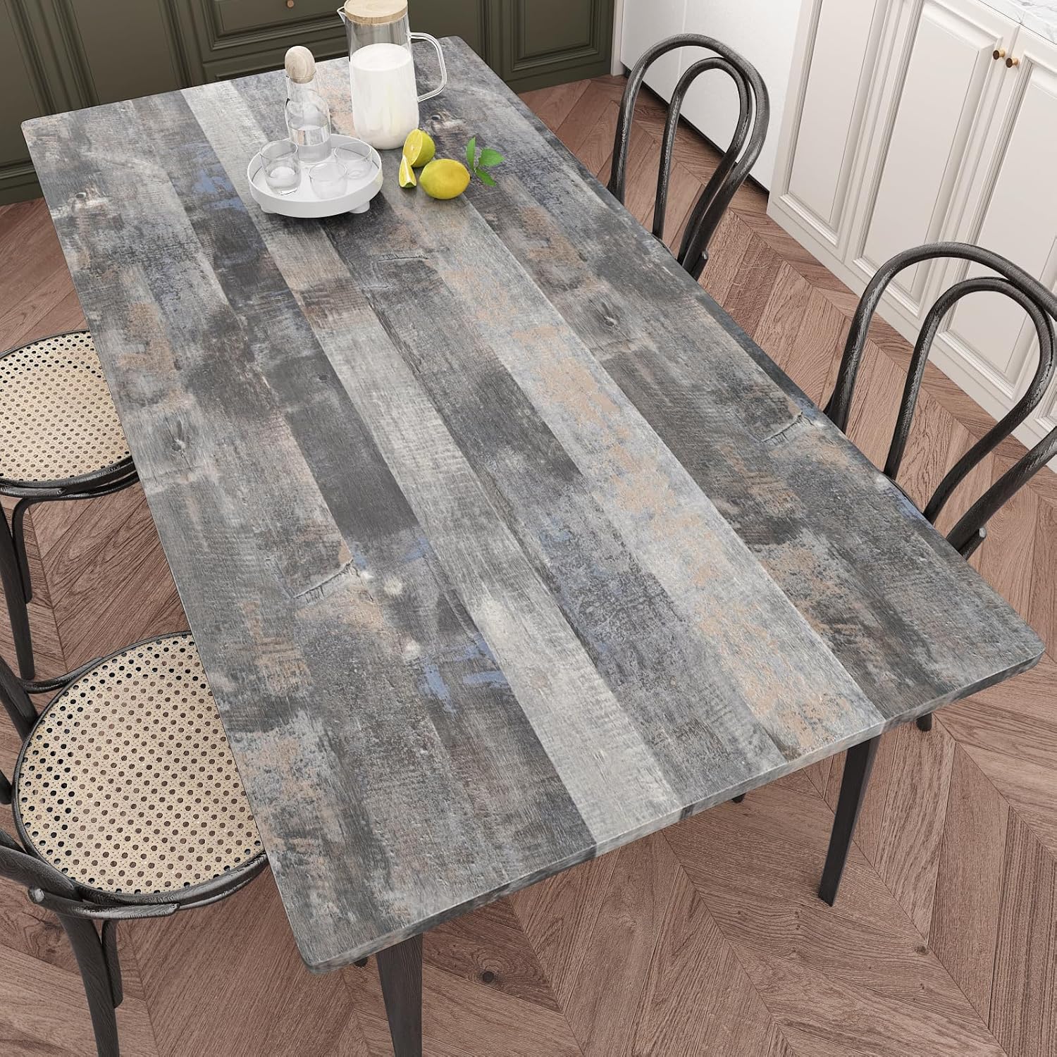 Wallercity Grey/White Butcher Block Countertop Contact Paper 24''x315'' Shiplap Wood Grain Peel and Stick Wallpaper Waterproof Removable Vintage Wood Look Wall Paper for Cabinets Pantries Accent Walls
