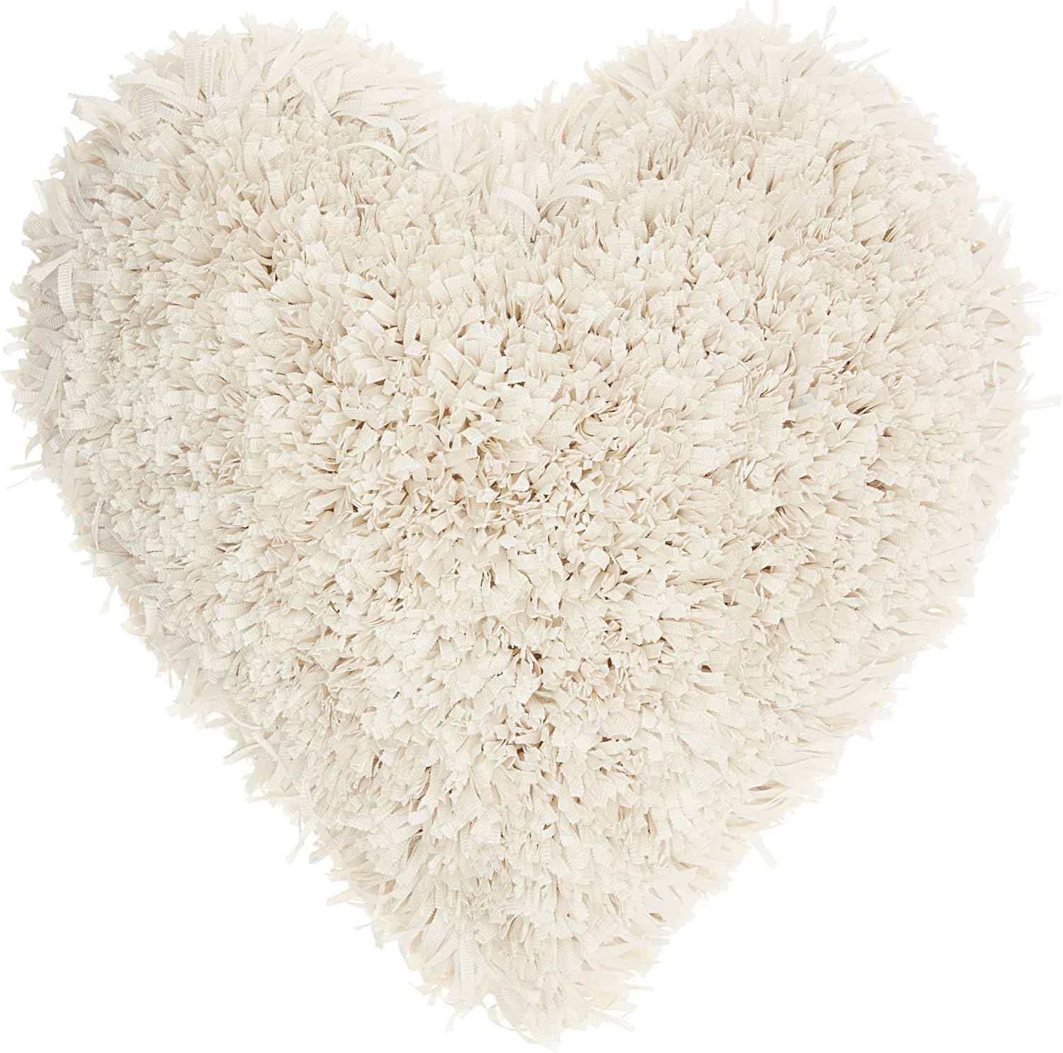 Mina Victory Shag Frame Heart Cream 18" x 18" Throw Pillow