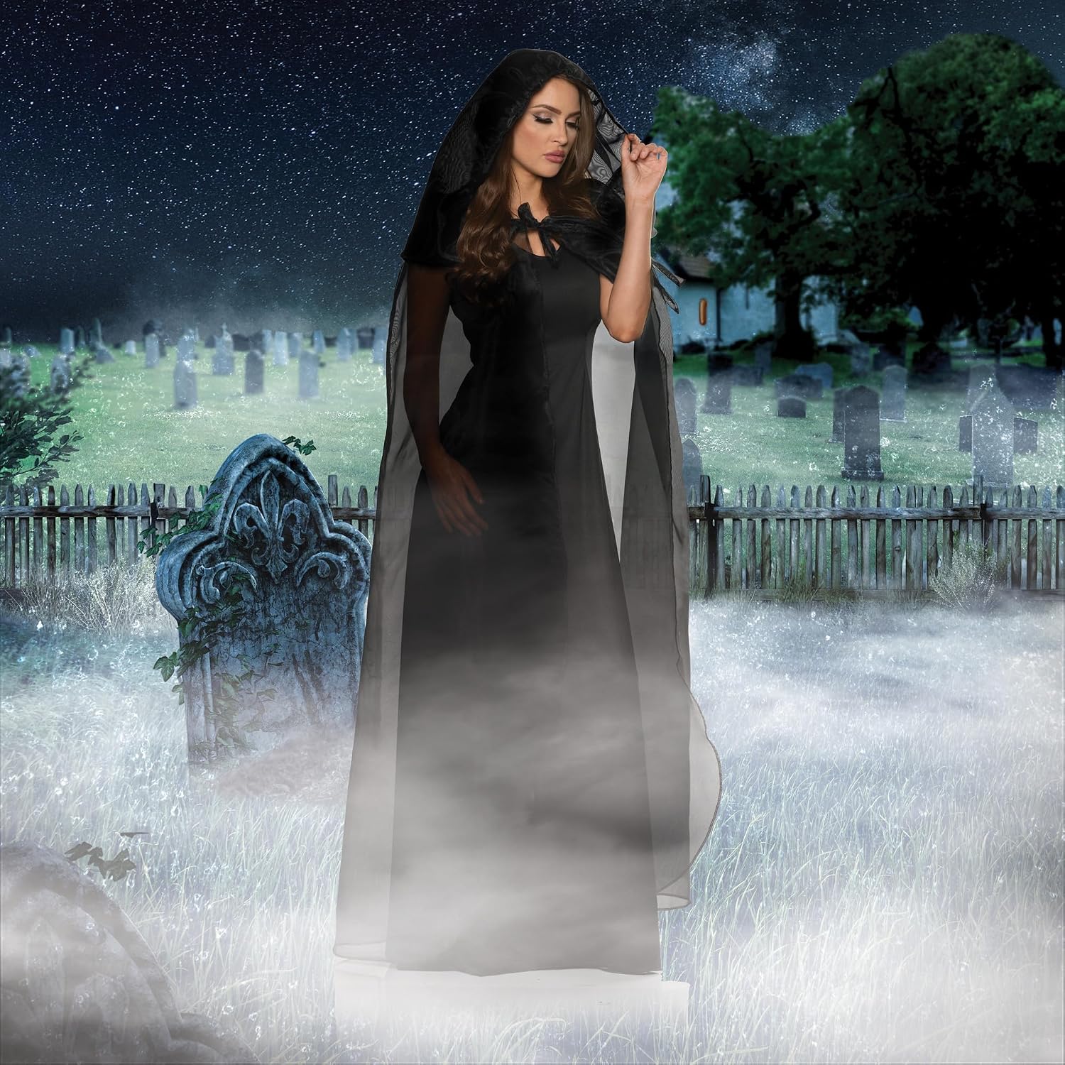 UNDERWRAPS Deluxe Cape with Hood - Halloween Capes with Hood for Adults