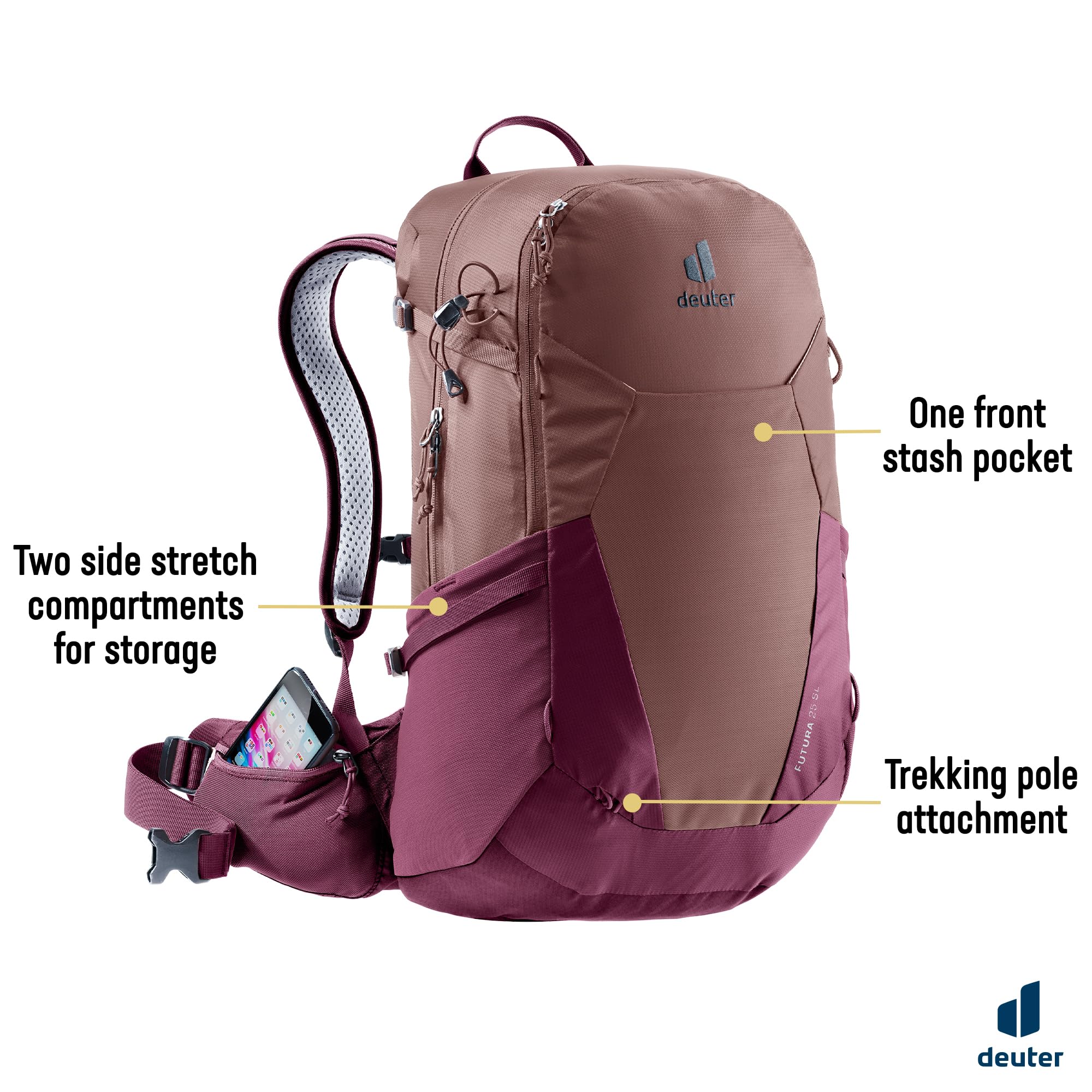 Deuter Futura 25 Sl Damski plecak turystyczny (1 sztuka), Ashrose-cassis, 25 L, Minimalistyczny