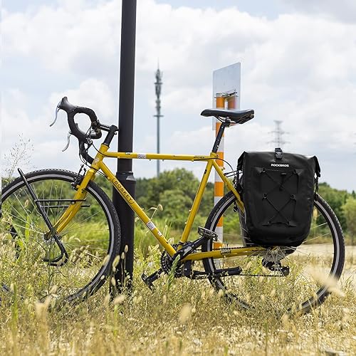Miniatura 9 de ROCKBROS Alforjas de bicicleta impermeable trasero bolsa Max 30L gran capacidad para ciclismo, viajes, desplazamientos