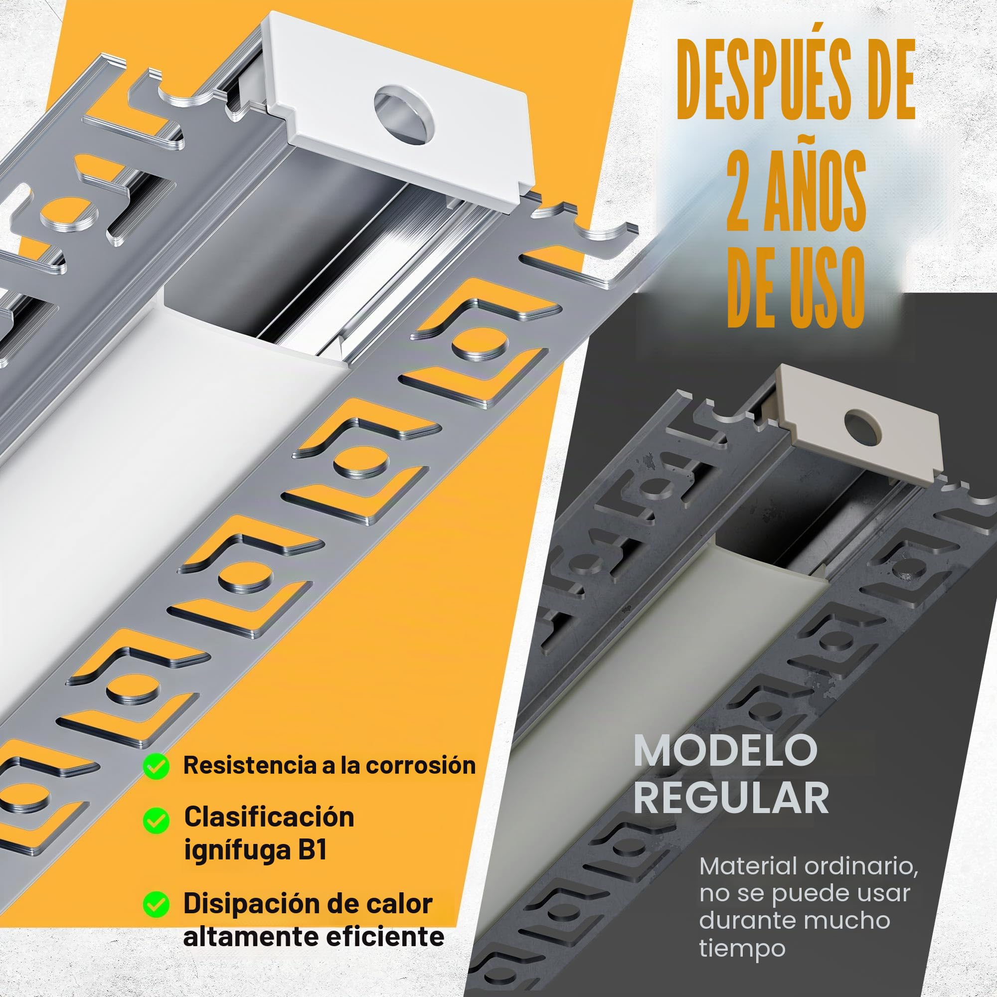 Perfil Aluminio Tira LED Empotrar 20 Piezas x 2M (64.2 x 13.8 mm), Perfil Drywall LED con Difusor LED Blanco Lechoso, Canaleta para Tira LED de hasta 20mm de Ancho