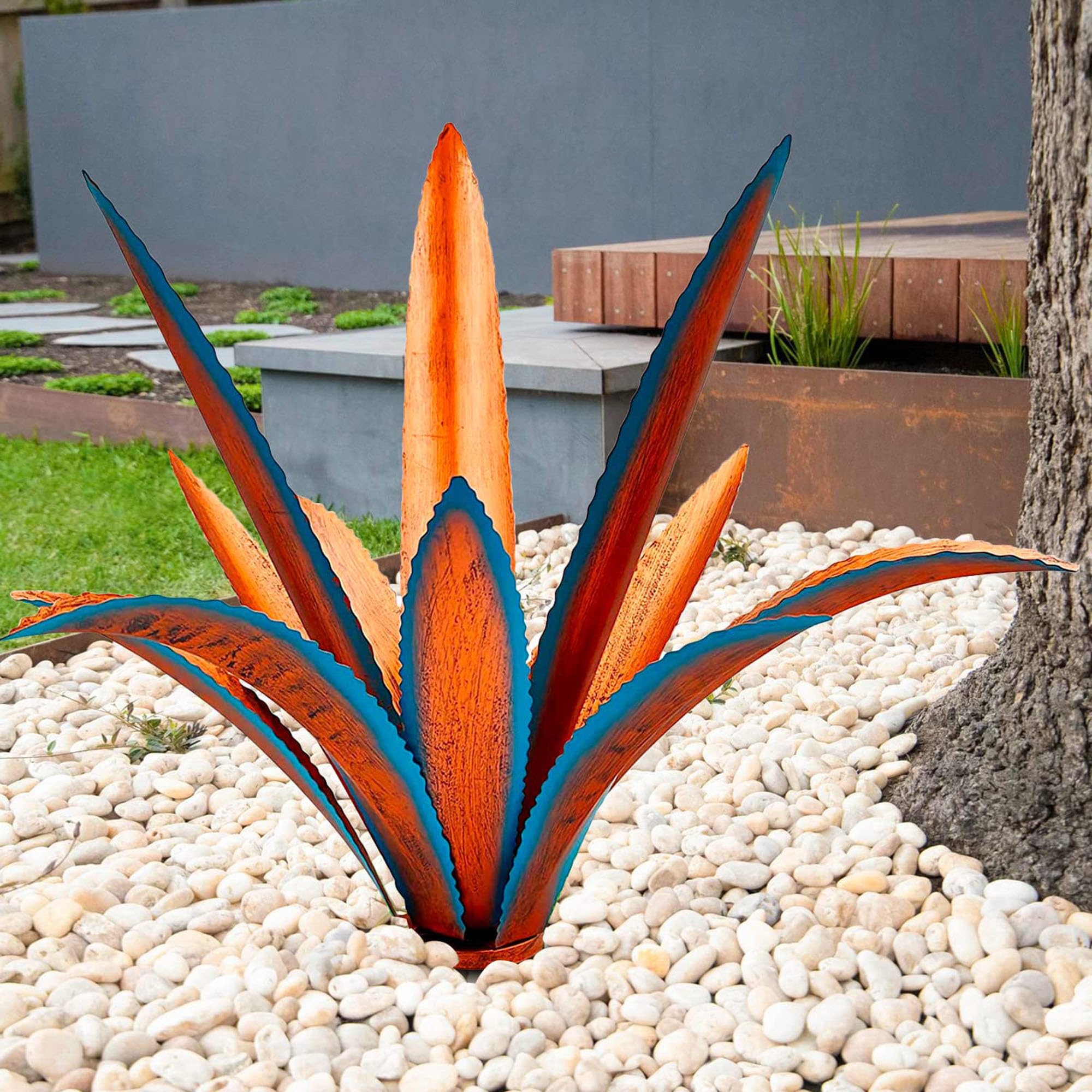 Nitoope Escultura rústica de tequila, figuras de plantas de agave de metal para patio al aire libre, decoración de patio, adornos de jardín al aire libre, regalo para mamá/mujeres, estacas de patio y