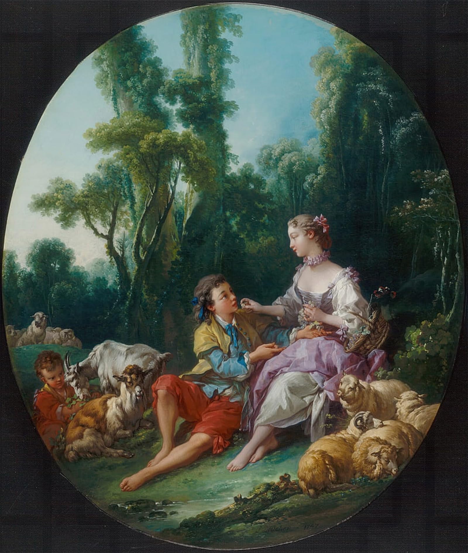 RZHRHJES Vintage Picture Wall Picture Painting Print Poster Are They Thinking about the Grape Pensent-ils au raisin by François Boucher Abstract Wall Art Painting for Office Decor 60x90cm