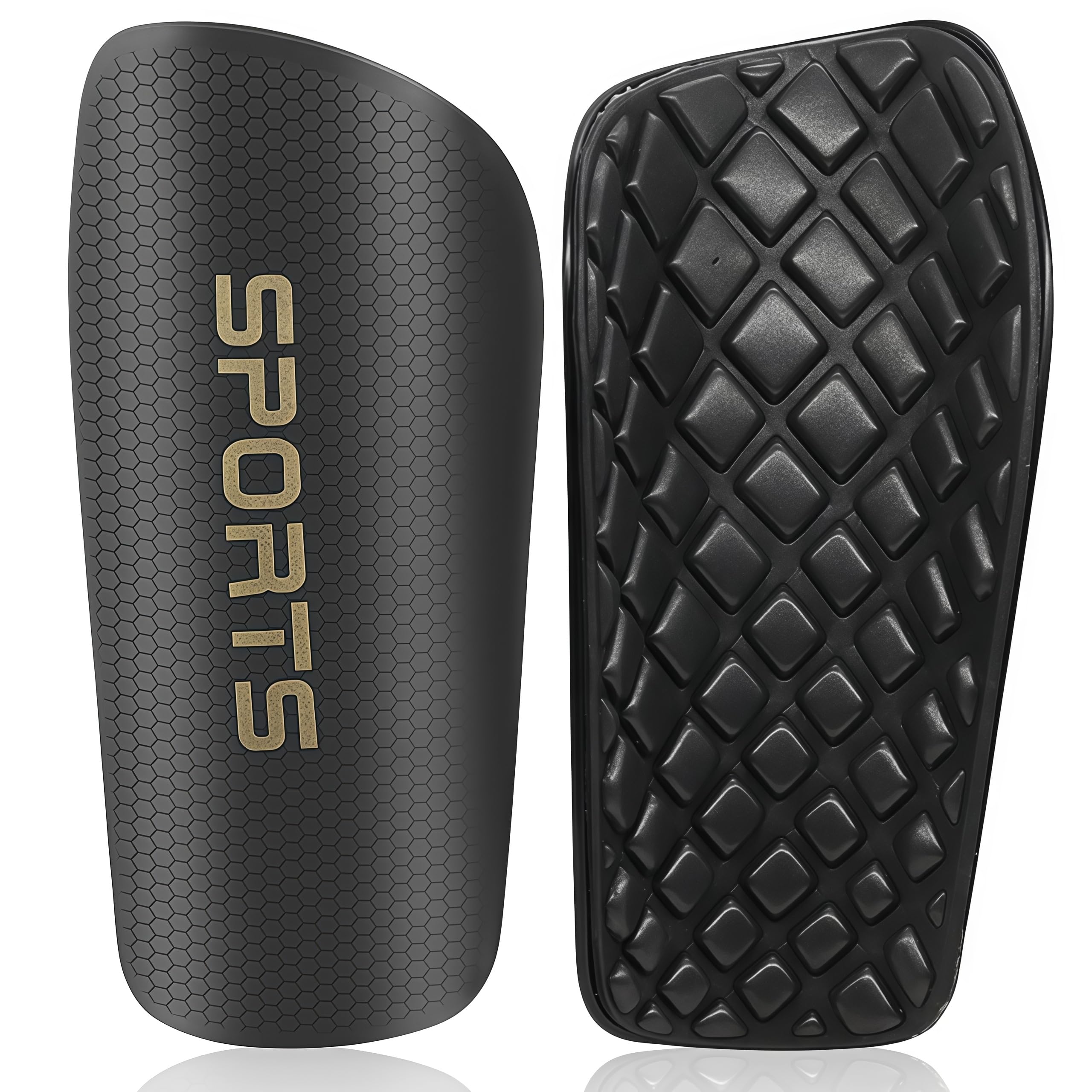 Shin Pads, Football Shin pads for Adult Men & Women, Protective Guards for Soccer Football Hockey (Black, 2 Pcs)