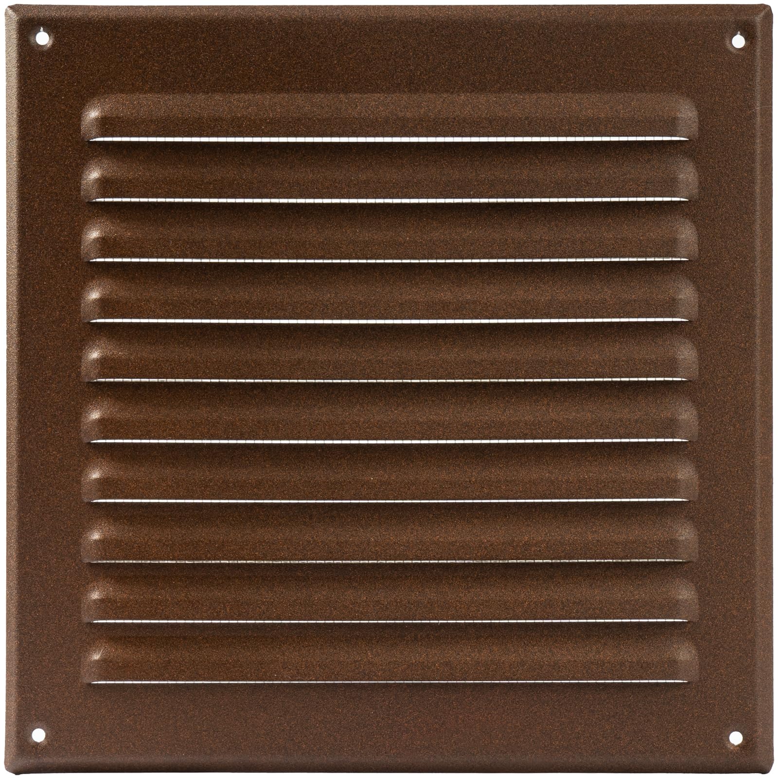 Vent Systems 250 x 250 mm / 9.84" x 9.84" Inch Brown Metal Soffit Air Vent Cover, Square Louvered Gable Vent with Mesh Screen