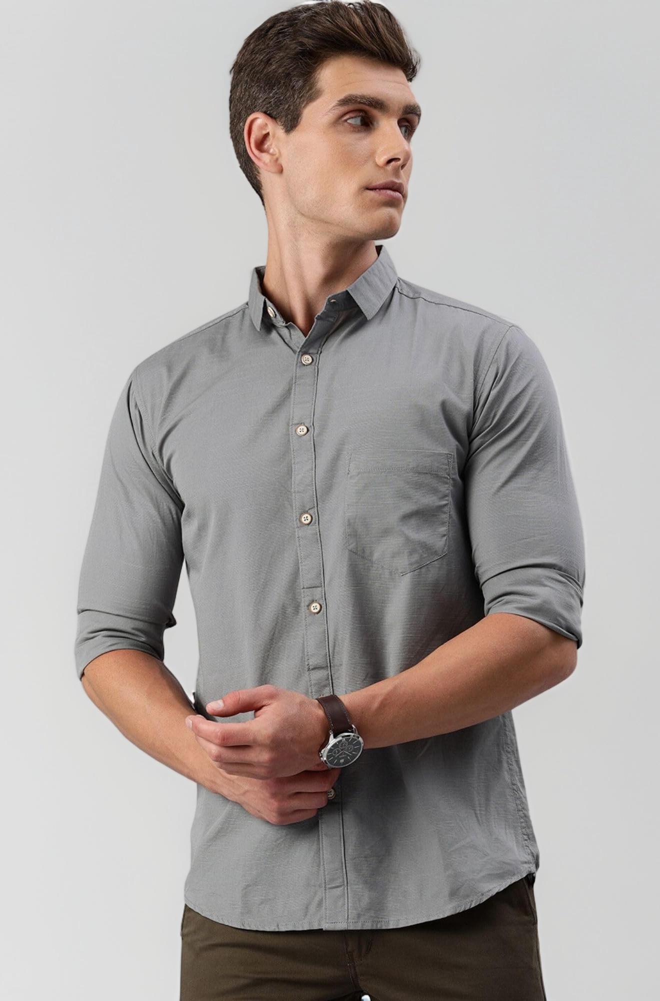 Majestic Man Men Comfort Slim Fit Solid Cotton Casual Shirt