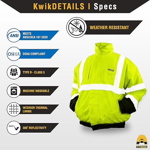 Miniatura 5 de KwikSafety - Charlotte, NC - Chaqueta de seguridad GUARD, INVESTIGATOR & DISPATCHER Capucha plegable Clase 3 ANSI probado OSHA, Bolsillo sólido + 1