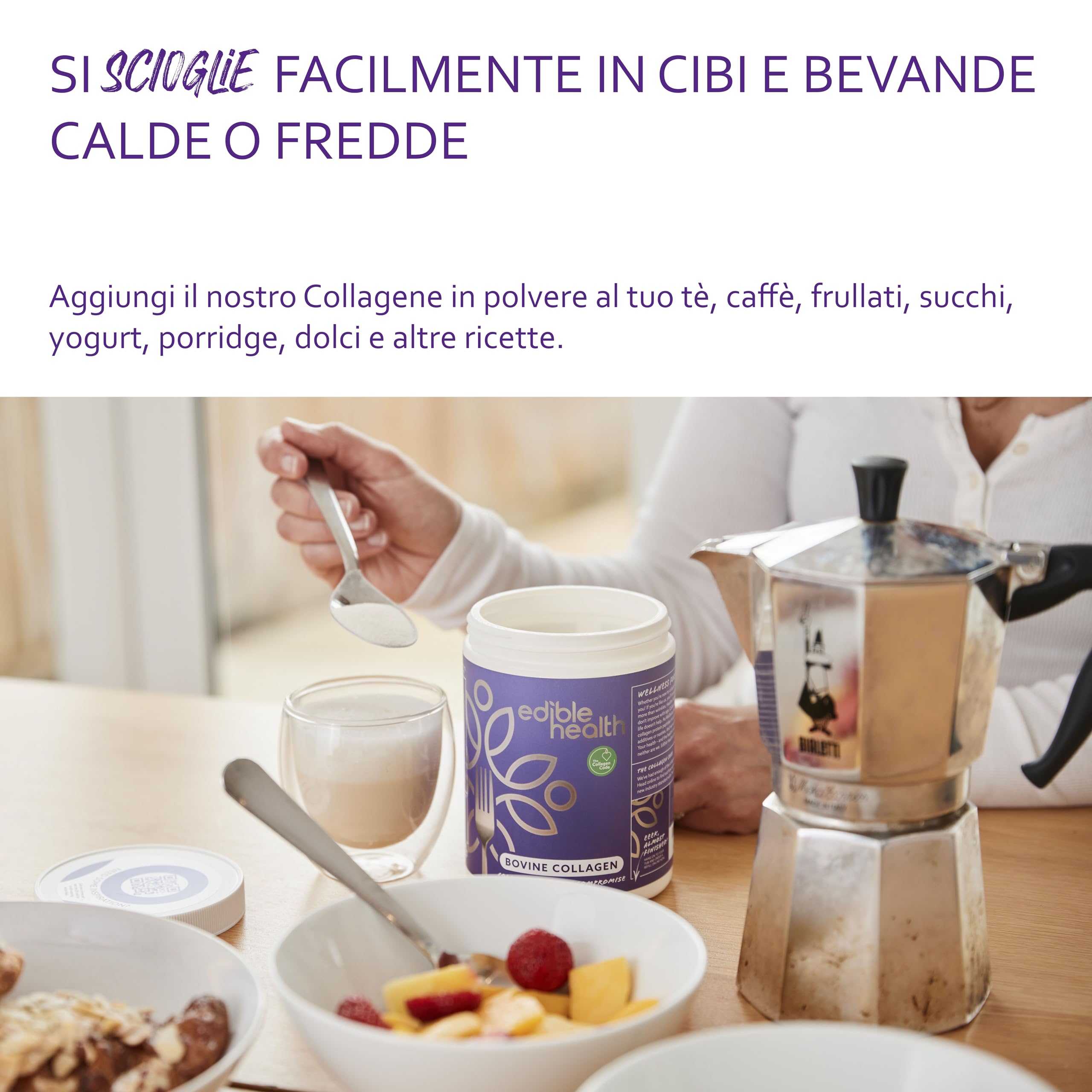 Edible Health Proteine in polvere, collagene idrolizzato, tipo 1 e 3, 1 KG | Proteine In Polvere A Base Di Collagene Idrolizzato, Con 18 Aminoacidi, Tipi 1 E 3; Per Diete Paleo E Keto; Kosher E Halal.