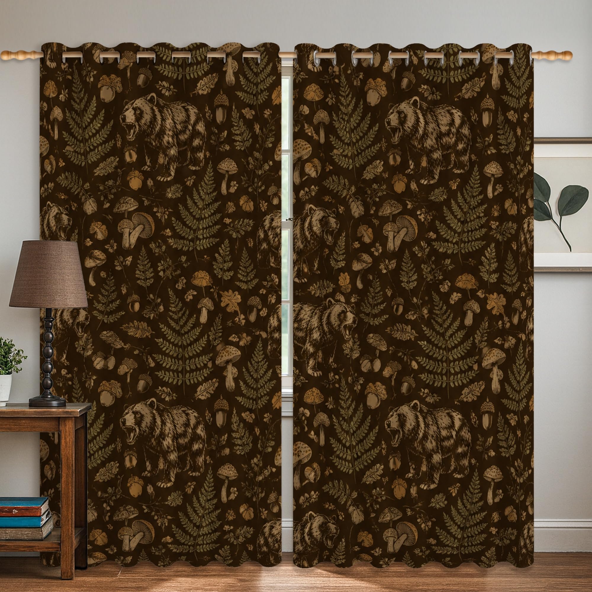 Rideaux occultants ours et nature marron automne 132x160 cm