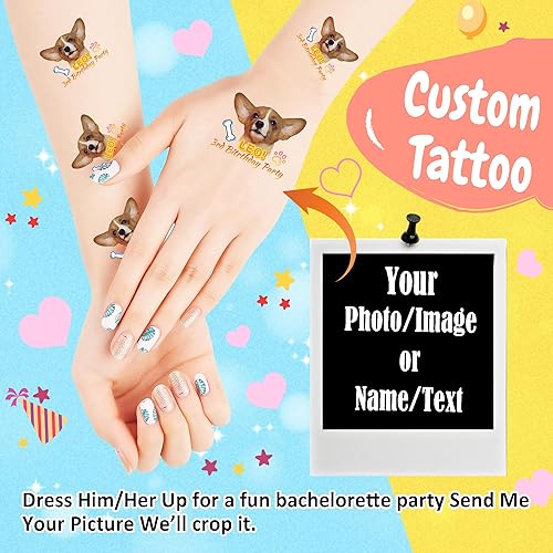 Miniatura 9 de Calcomanías temporales personalizadas, tatuajes personalizados con nombre y fotos, texto del amante para fiestas de cumpleaños, Halloween,