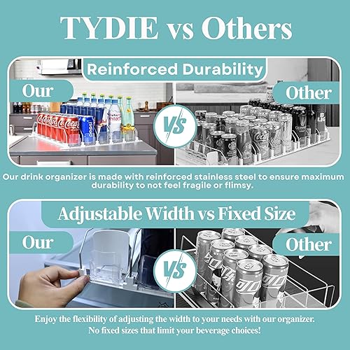 Miniatura 5 de Organizador de bebidas para refrigerador, organizador de nevera, dispensador de bebidas autoempujable, dispensador de bebidas para refrigerador con