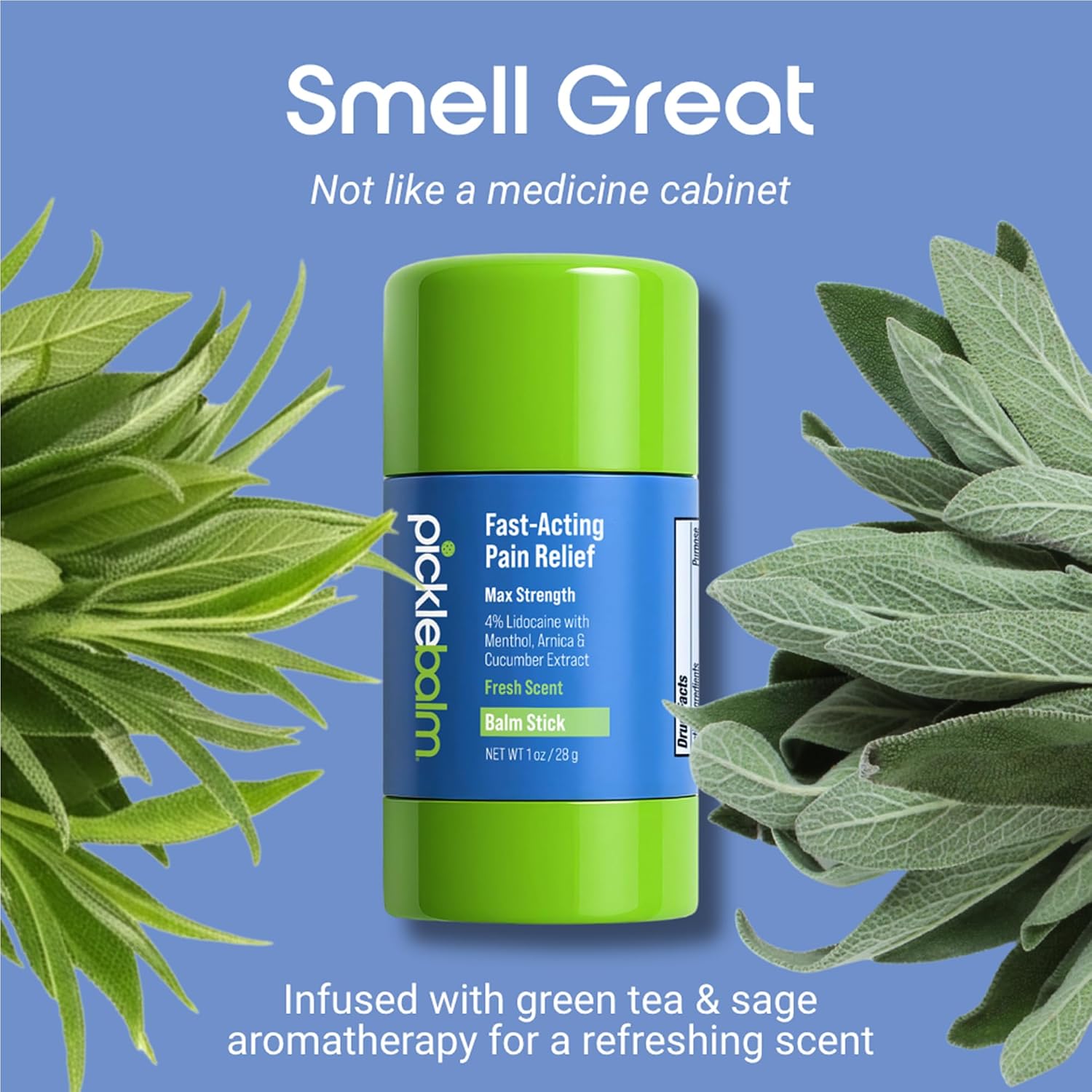 PickleBalm Pickleball In-Game Muscle Pain Relief Balm Stick with 4% Lidocaine, Arnica, Menthol, Cucumber Seed Extract for Shoulders, Knees, Wrists, and More, 1oz Stick