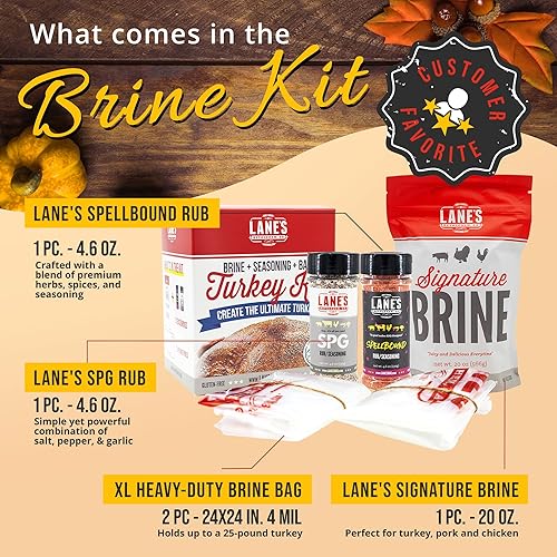 Miniatura 5 de Lane's Kit definitivo de salmuera de pavo con bolsa, kit de salmuera natural de primera calidad con salmuera, bolsa de salmuera XL resistente,