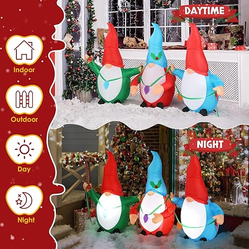 Vista 19 de VINGLI Decoraciones navideñas inflables para exteriores, decoración de patio inflable con soplador eléctrico para vacaciones, decoración de jardín