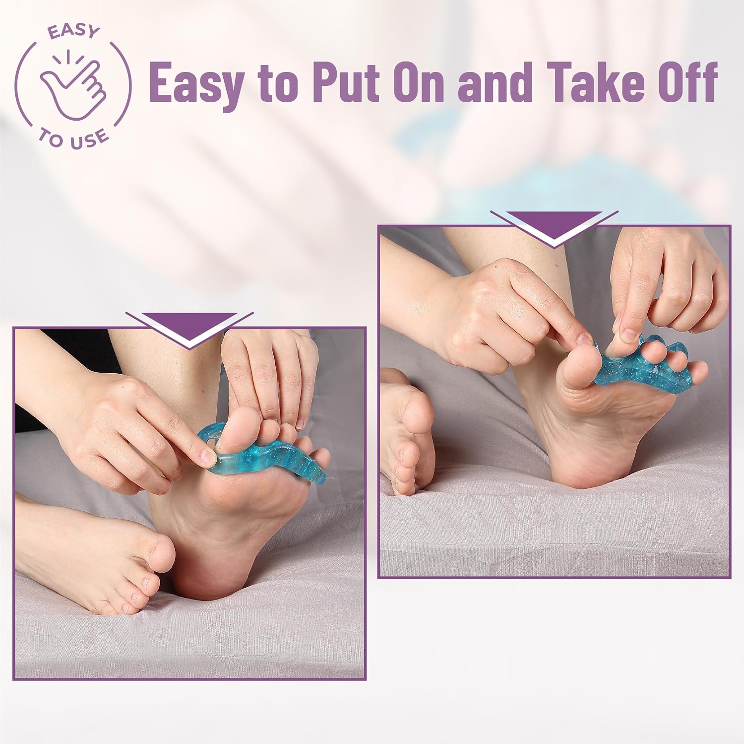 DR JK- ToePal Gel Toe Separator, 4 Pairs, Blue, Toe Spacers, Bunion Corrector