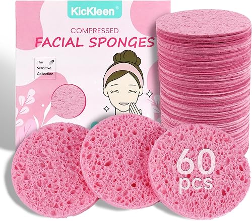 Miniatura 8 de 60 esponjas faciales comprimidas  Esponjas de spa cosméticas de celulosa 100% natural para limpieza facial diaria, eliminación de maquillaje y