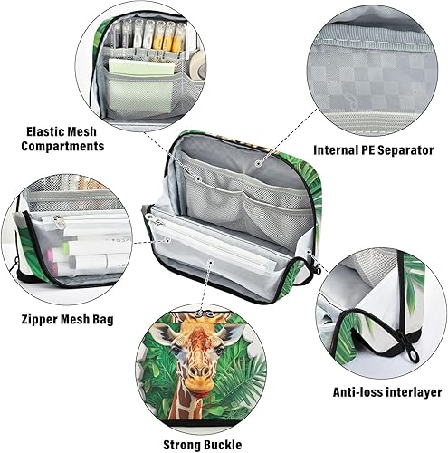 Miniatura 4 de 3d agujero blanco pared animal jirafa lápiz casos gran capacidad maquillaje gran capacidad organizador de escritorio para adolescentes Elemental