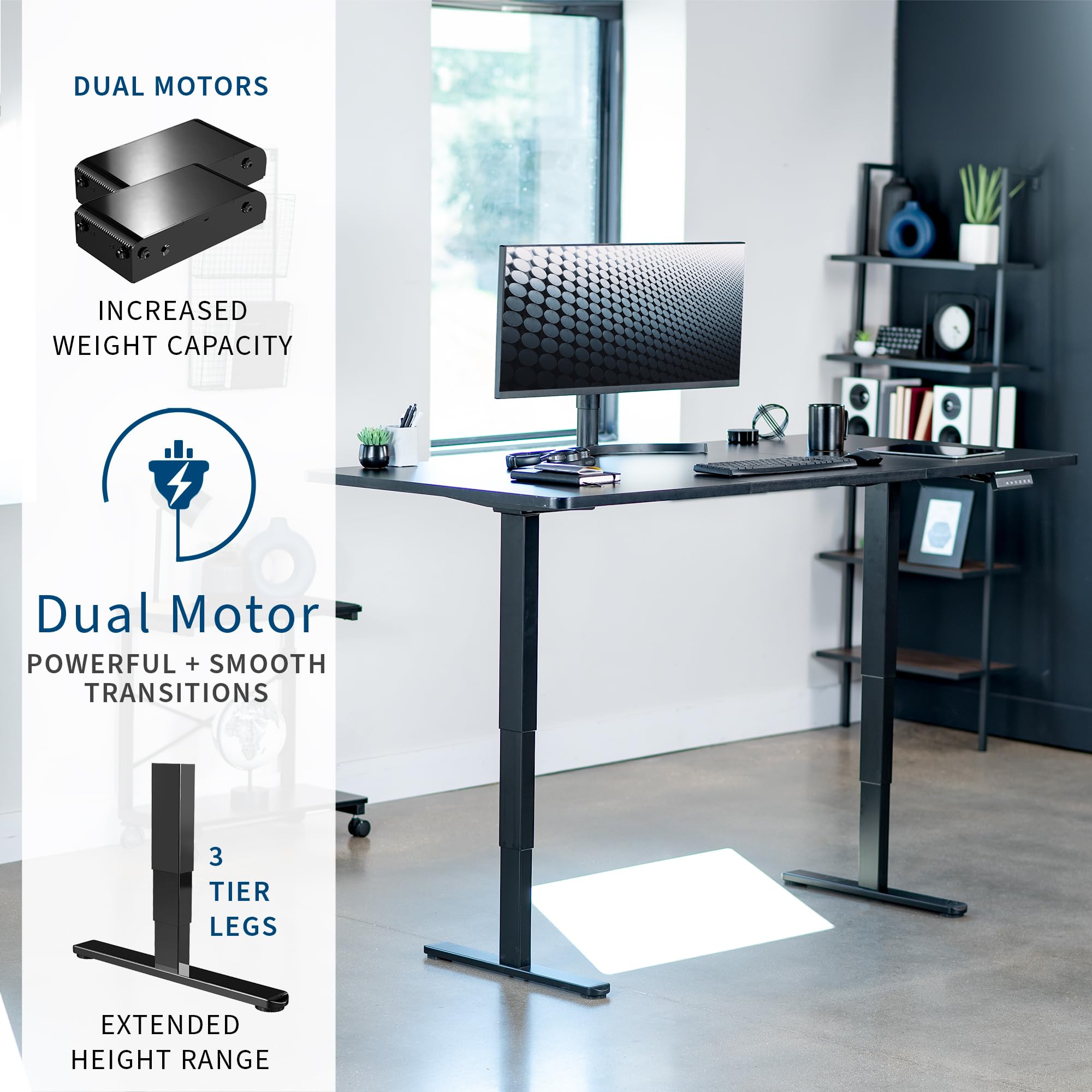ErGear 48 X 24 Inch Height Adjustable Electric Standing Desk, Black product image 24