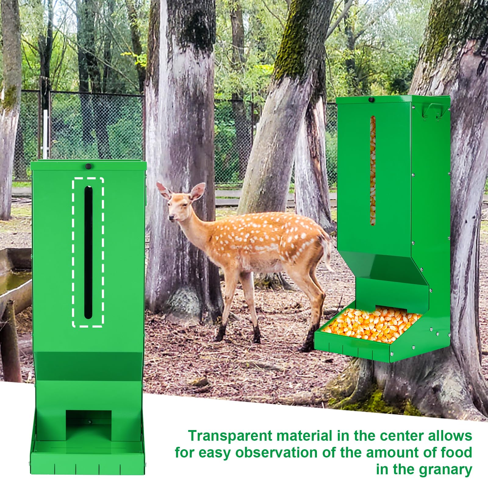 SNMUMU Metal Hanging Deer Gravity Feeders with Latch and Water Filter Holds up to Over 60lb Automatic Feeder Dispensers for Deers