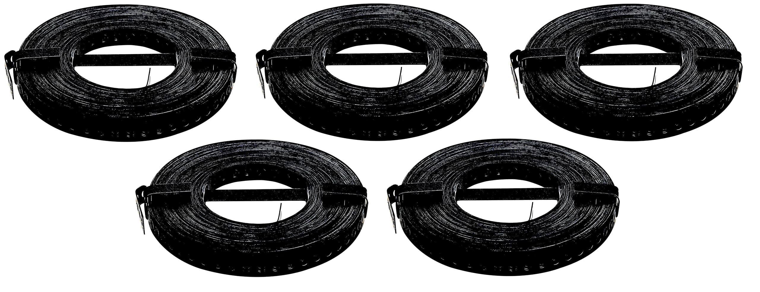 Alberts 824983 Bande perforée - galvanisée - noire - plastifiée - 10.000 x 12 x 0,8 mm | kit de 5