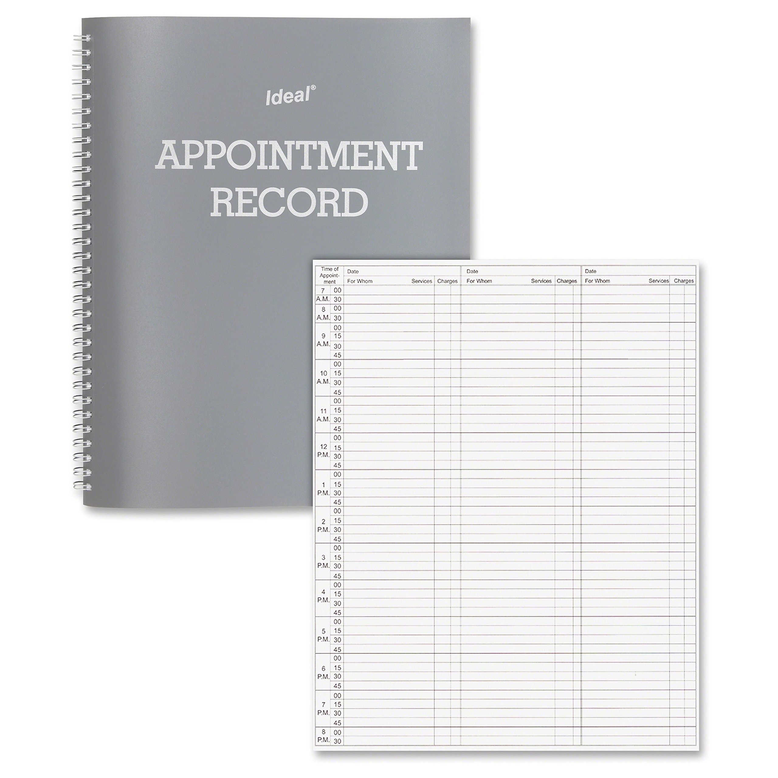 Dome Publishing Co Inc Spiral Appointment Book, Undated, Non Refill, 120 Pages, 8-1/2 x 11 Inches, Gray (DOM40977)