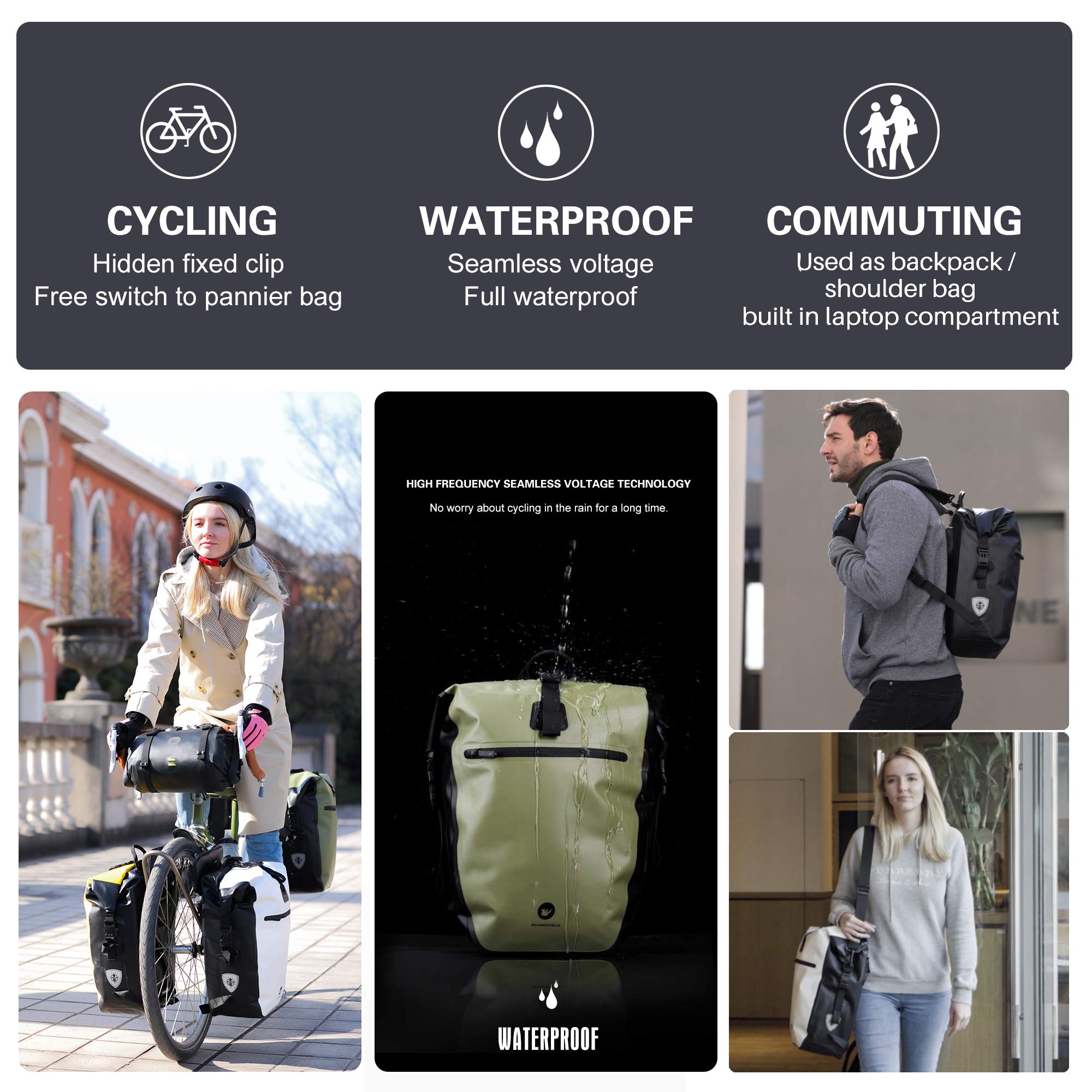 BAIGIO 27L / 30L Multi-Tasca Borsa per Bicicletta Impermeabile Borse Portapacchi Posteriore Bici MTB Sacchetto della Bicicletta per Ciclismo e Viaggio (Verde)