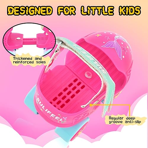 Miniatura 4 de SULIFEEL Patines cuádruples ajustables para niños, patines para principiantes para niñas y niños de 2 a 5 años de edad