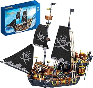 Mesiondy Pirate Ship Model，Pirate Ship Model Mini Building Blocks Kit, MOC Pirate Ship Building Sets for Boys Girls 14+ (1282Pcs)