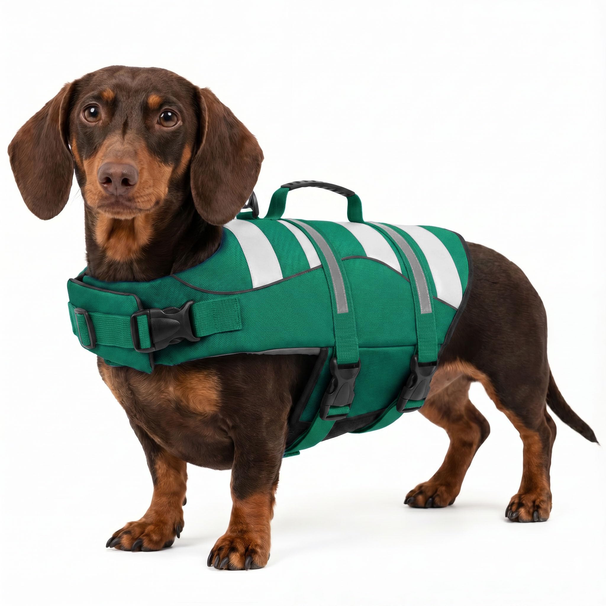 ASENKU Giubbotto Salvataggio per Cane, Salvagente per Cani Taglia Media M,Galleggiante per Cani ad Alta Visibilità con Maniglia per Sicurezza in Acqua, Spiaggia e Barca