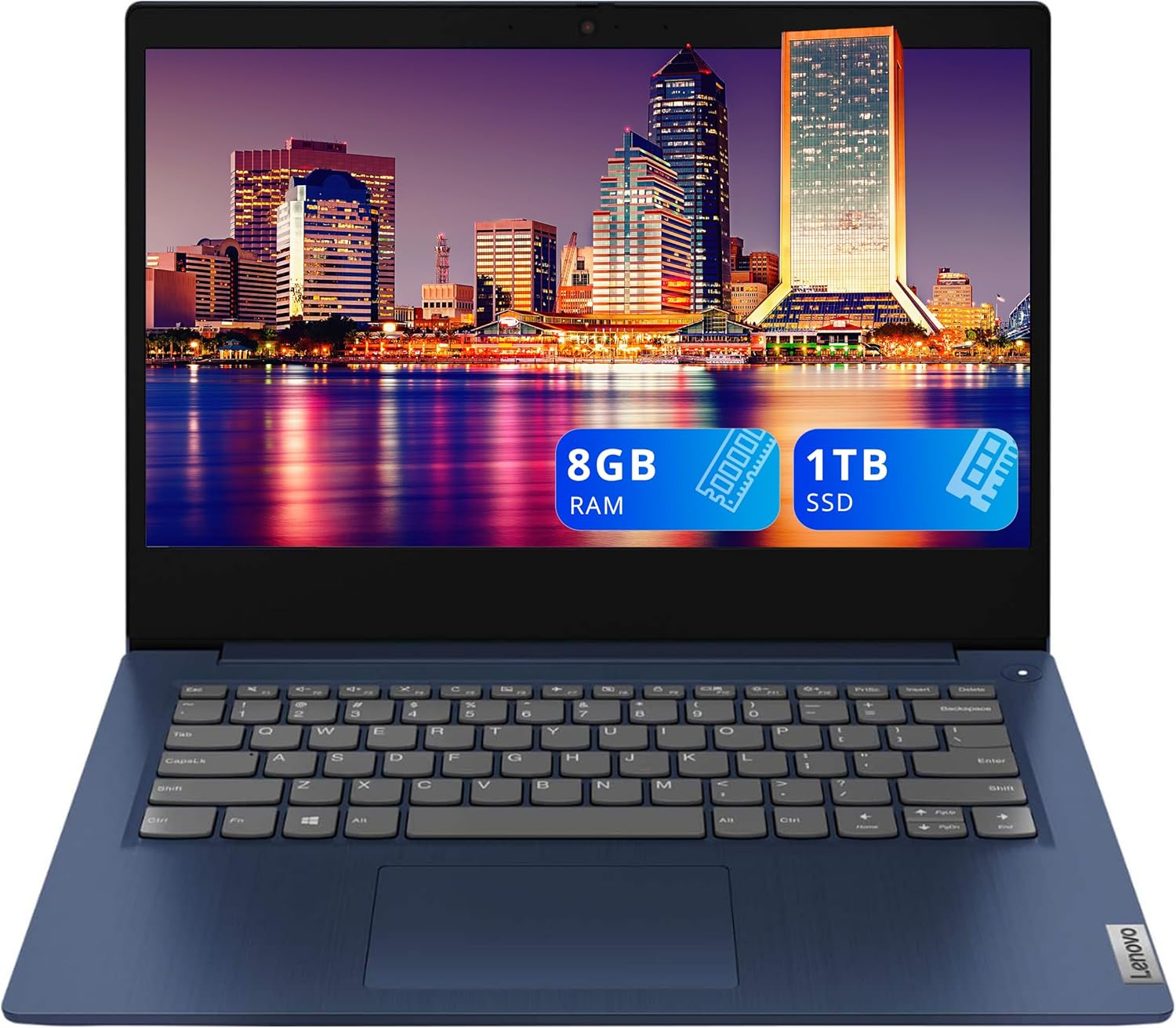 Lenovo IdeaPad 3 14" Full HD Laptop, AMD Ryzen 3 3250U, 8GB DDR4 RAM, 1TB HDD, AMD Radeon Graphics, Webcam, HDMI, Wi-Fi, Windows 11, Abyss Blue (Renewed)